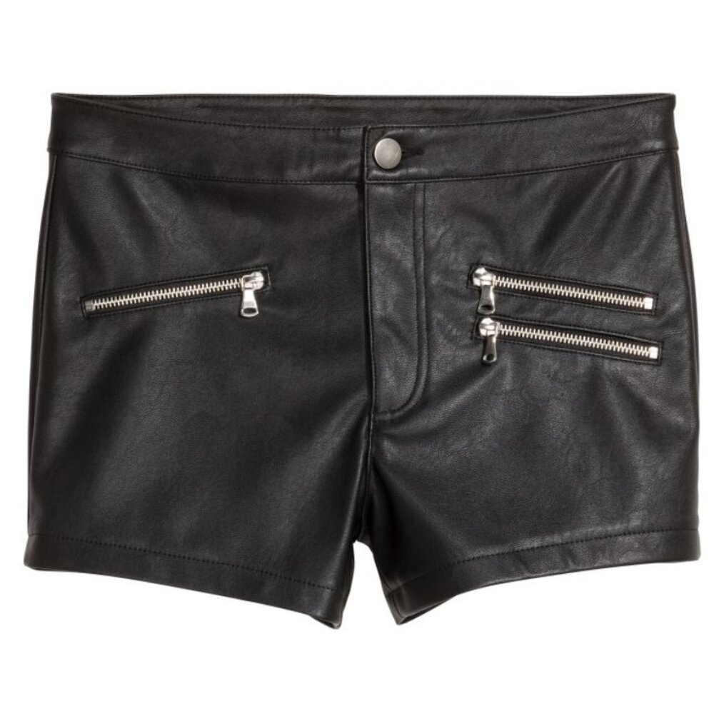 H&M Black leather Shorts sz 4